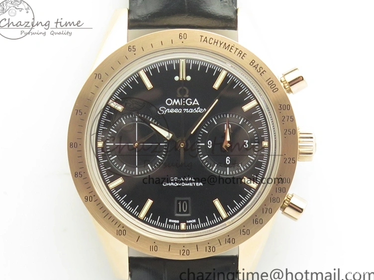 0113 Speedmaster ’57 Co-Axial RG OMF 1:1 Best Edition Black Dial On Leather Strap A9300 (Free Leather Strap) Resilient 8064